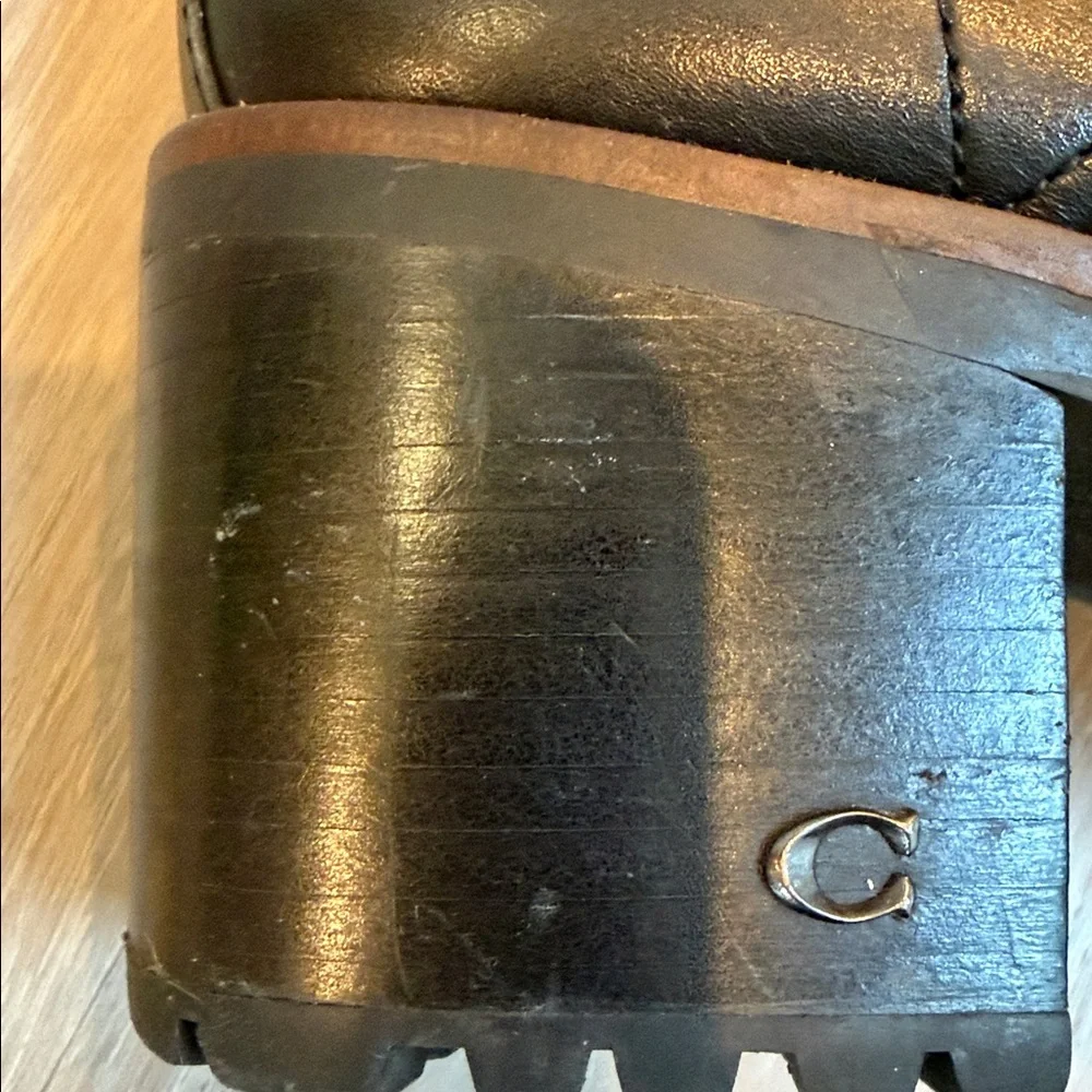 Coach Black Lace-Up Leather Boots GUC , sz 8.5 - Picture 11 of 11